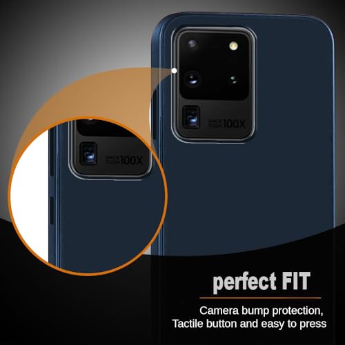 Image of Back Cover | Full Camera Protection | Premium Liquid Silicon Case | Flexible Bumper Case for Samsung Galaxy S20 Ultra 4G / S20 Ultra 5G (Dark Blue)