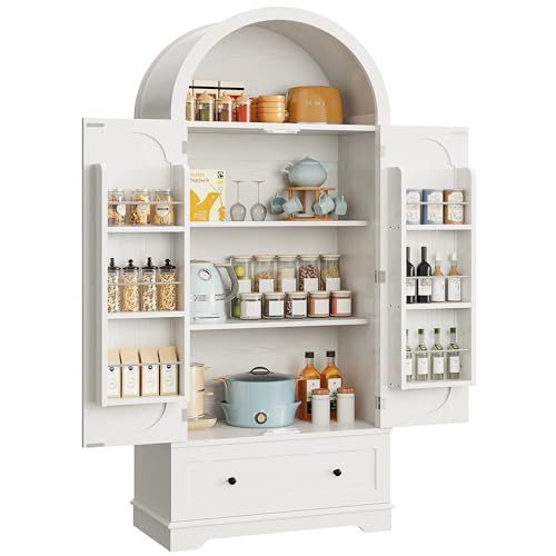 IRONCK 70.9" Tall Arched Kitchen Pantry, Kitchen Cabinet with Large