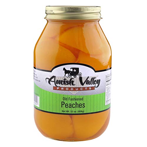 Amish Valley Products Old Fashioned Peaches Halves Canned Jarred in 32 oz Glass Jar (12 Quart Jar - 32 oz)