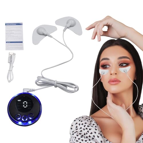Masajeador Facial EMS – 8 modos Estimulador muscular facial con parches, 19 niveles microcorriente para adelgazamiento, elevación y rejuvenecimiento de la piel