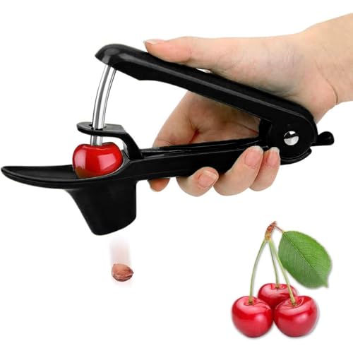 Cherry and Olive Pitter Tool - Fruit Stone Remover (Black)
