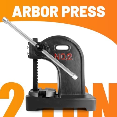 Solid Cast Iron 2 Ton Arbor Press, 8.5" Capacity Manual Desktop Press Machine for Bearing Removal, Metal Stamping, Grommet Setting & Leathercraft, Hardened Steel Ram Tool