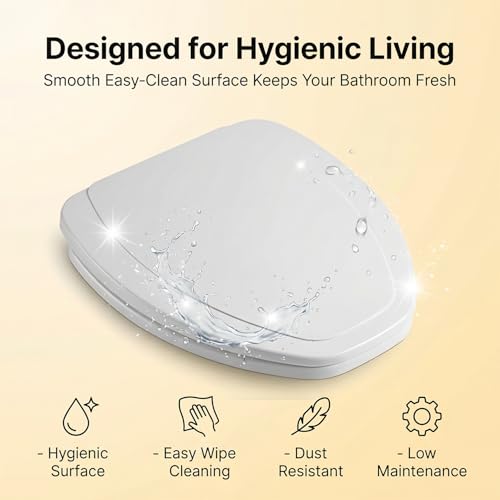 Image of Elegant Casa Polypropylene Soft Close Toilet Seat Cover | Western Commode Lid for Bathroom & Toilet | Stable Hinges | Cascade Shape | Glossy White | Durable Hygienic Seat | Easy Installation | 1 Set