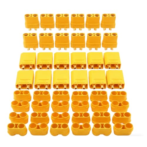 AFDHGS XT90 Connector Set with Solder Point Cover Caps (24pcs) - Upgraded Gold-Plated Copper for RC Vehicles and Electronics