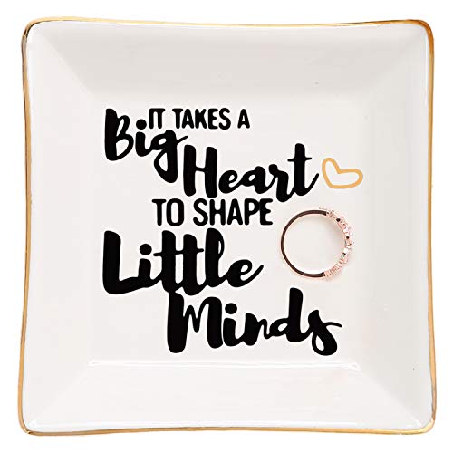 Home Smile Teacher Appreciation Gifts For Women Ring Trinket Dish Jewelry Tray-Retirement Graduatioon Gifts For Teacher-It Takes A Big Heart To Shape Little Minds #TOP19