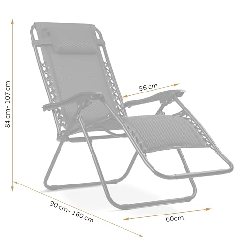 Sofotel Leżak Ogrodowy ChillWell Soft - Składany z Poduszką - Tkanina 3D FoamGrid Obciążenie do 120 kg - 160 x 107 x 60 cm - Czarny