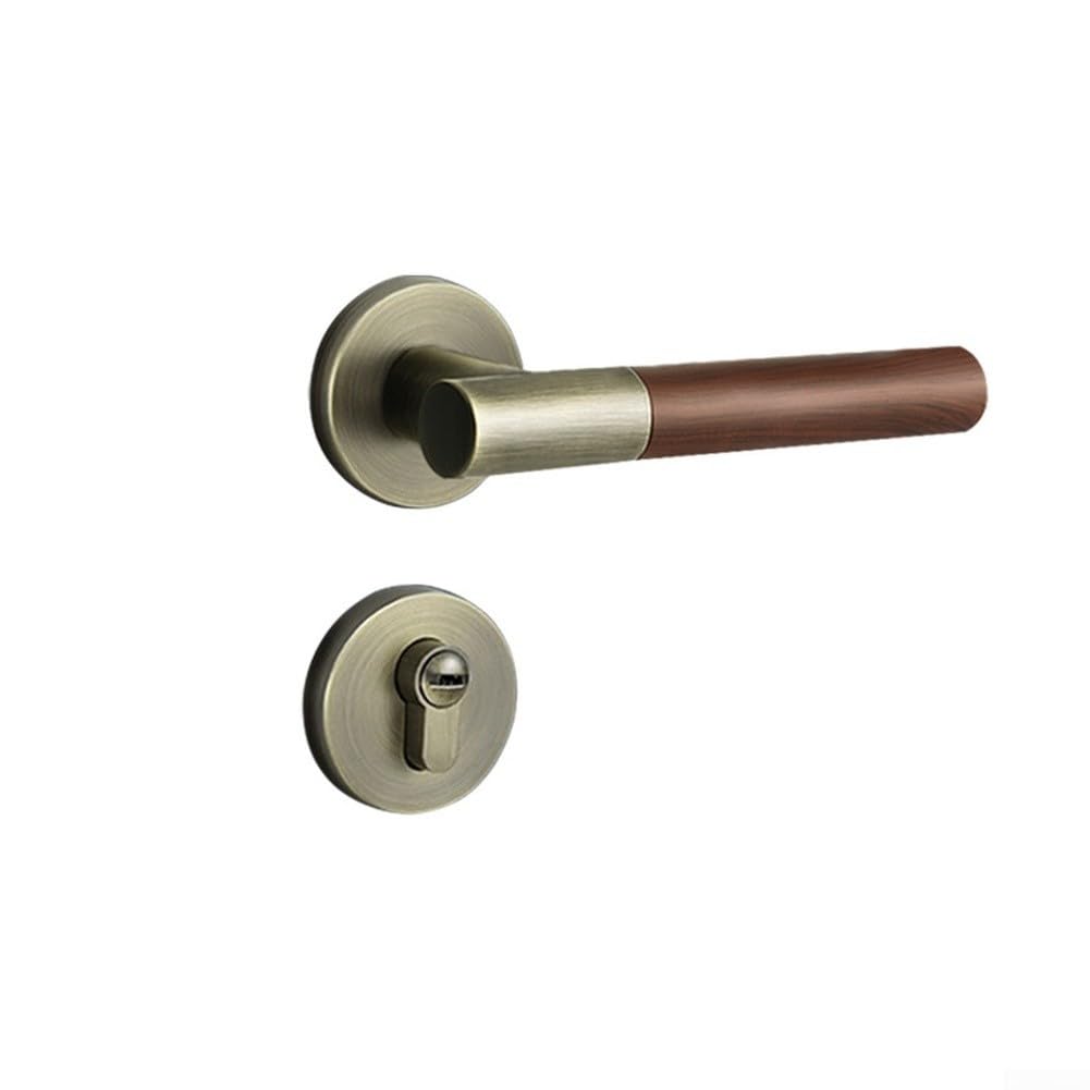 Cerradura de puerta interior, construcción de aleación de zinc con grano de madera de nogal, tecnología silenciosa para cierre silencioso, mango ergonómico para puertas de madera (D)