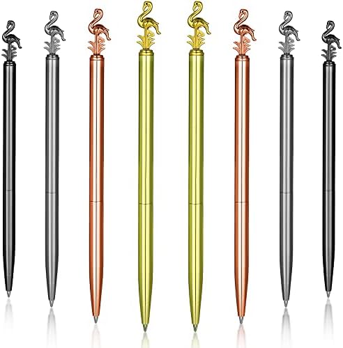 8 Pieces cute pen Ballpoint Pens with Black Ink, Rollerball Pens Roller Ball Pens Bling Metal Gift Pen Office Party Decoration School Supplies for Women Girls (Flamingo Style)