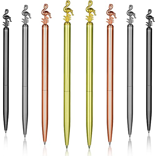 8 Pieces Cute Pen Ballpoint Pens With Black Ink, Rollerball Pens Roller Ball Pens Bling Metal Gift Pen Office Party Decoration School Supplies For Women Girls (Flamingo Style) #TOP29