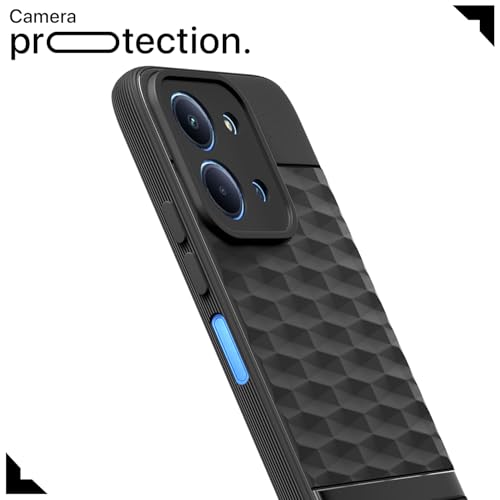 Image of Pikkme Back Cover for Redmi 15C 5G Camera Protection 3D Hexa Cube Design Silicone Protective Bumper Case (Black)