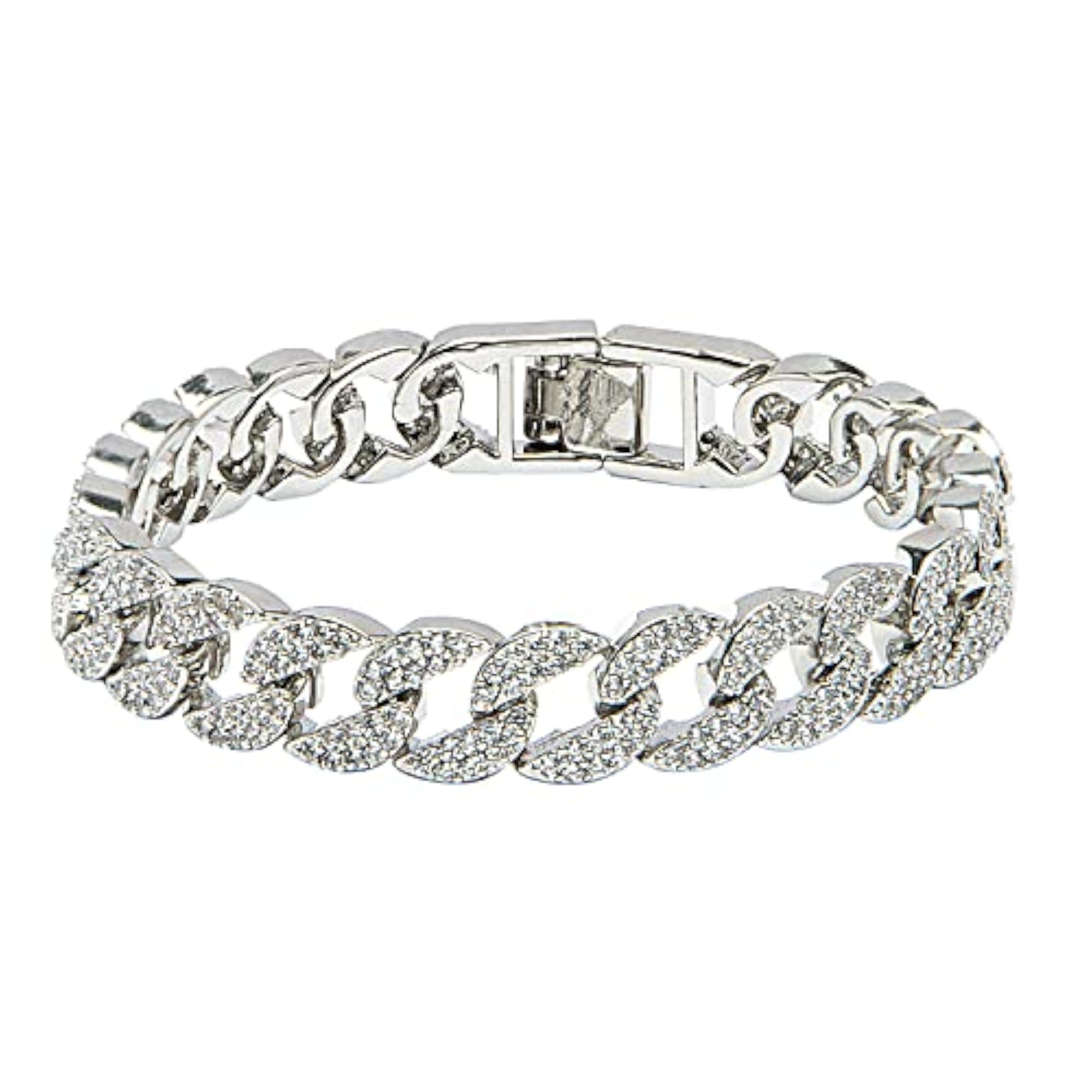 Women's CZ and Crystal Studded Gold Plated Chain Bracelet