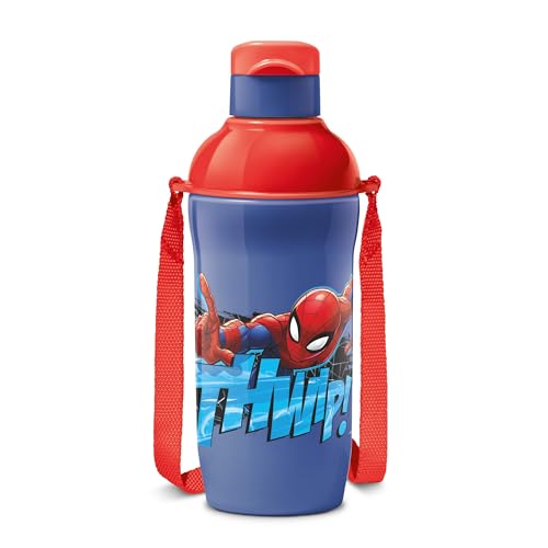 Image of Milton Marvel Steel Slim 400 Insulated Inner Steel Water Bottle for School Kids I Leak Proof Flip Top Lid,Easy to Carry Loop,Insulated Thermo Sipper Bottle for Kids,390 ml,Dark Blue (Spider-Man print)