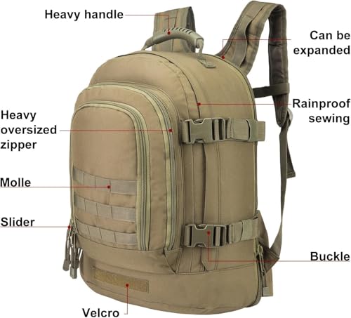 Large Tactical Expandable Backpack 39L-64L Military Bug Out Bag With Waist Strap3