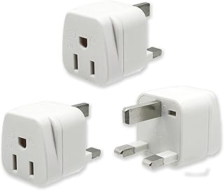3-Pack US to UK Plug Adapter,SHUOMAO 2/3 Pin USA to 3 Pin UK Plug Adaptor,American/Canada/China/Japan to British Plug Converter Power Adapter,for Type A/Type B Plug(White)