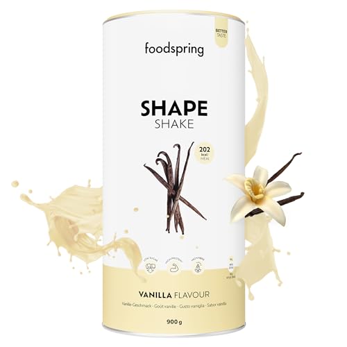 foodspring Shape Shake Vanilla - batido completo, sustitutivo de comida con proteína premium para controlar el peso, 202 kcal por ración, sin gluten - 900g