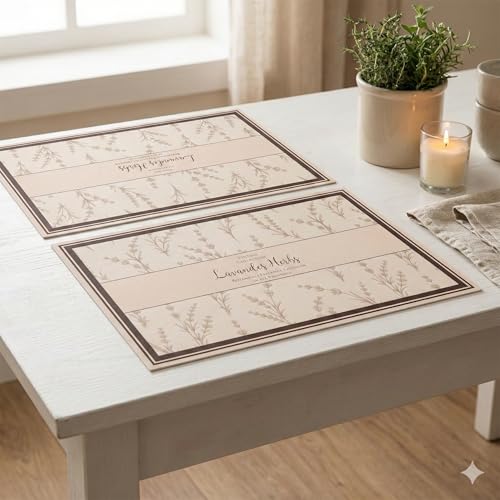 Image of YELONA Leather Dining Table Placemats Set of 2 - Waterproof, Heat Resistant, Anti-Slip, Easy to Clean Table Mats for Dining Table, Kitchen & Home Decor (Cotton Candy, 40 x 30 cm)