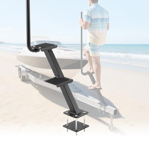 VEVOR Marchepied pour Remorque de Bateau 2 Marches, Échelle Bateau sur Remorque avec Poignée, pour Monter à Bord et Faciliter l'Accès, en Acier au Carbone,...