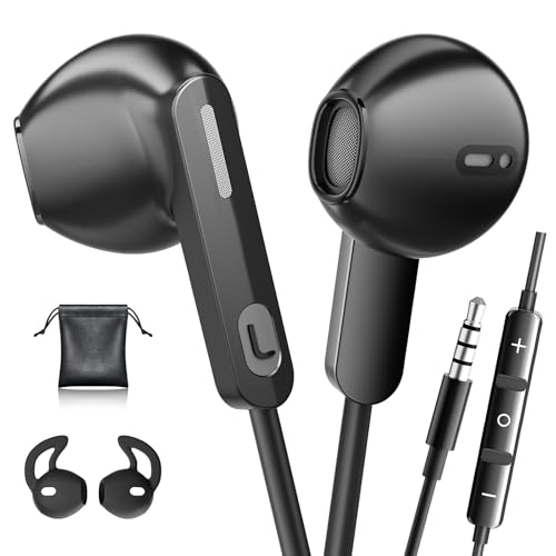 Wired Headphones 3.5mm Jack for Samsung Galaxy A15/A14/A32/A31/A52/S9/S10 Earphones with Microphone, Noise Isolation in-Ear Earbuds for Samsung, Phones, Computer, Laptop, School Students