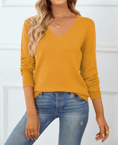 Image of QUALFORT Women's 100% Cotton Sweater, Basic Lightweight Long Sleeve Pullover