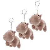 DEARMAMY Llavero de Peluche de Hipopótamo 3 Piezas, Mini Llaveros de Animales Pequeños de Felpa Suave para Mochilas y Bolsos, Diseño Kawaii Dibujos Animados, Accesorio Compacto y Portátil