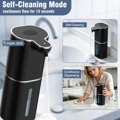 Image of Aluan Automatic Soap Dispenser with Digital Battery Display, 380ml Automatic Hand Wash Dispensers with 6 Levels Adjustable, Type-C Rechargeable Sensor Handwash Dispenser, IPX5 for Bathroom