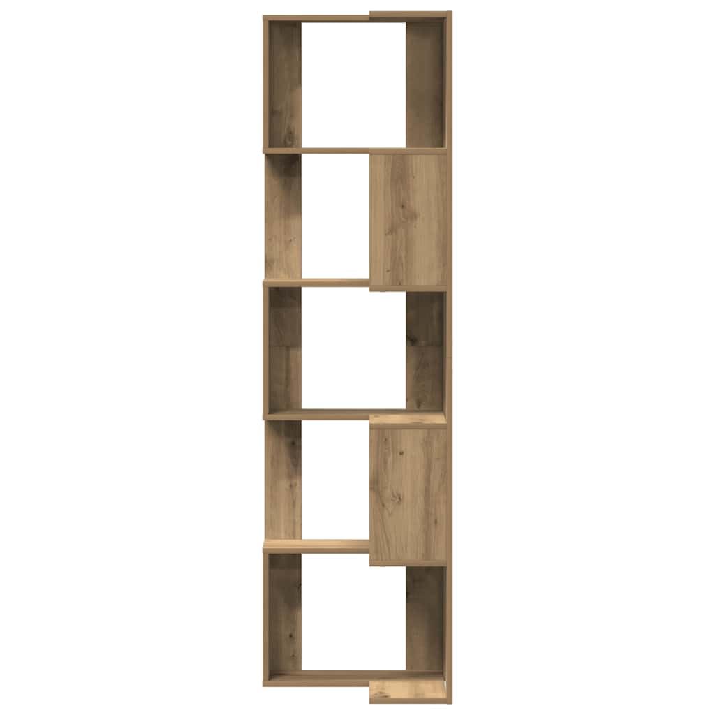 vidaXL Bibliothèque d'angle 5 Niveaux chêne Artisanal Bois ingénierie, étagère à Livres d'angle, vitrine d'angle, Armoire d'angle