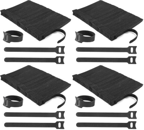 Image of Nettbe Reusable Cable Ties, 210 PCS 8 Inches Adjustable Cord Straps Wire Organizer Cord Wrap and Hook Loop Cable Management (Pack of 4)