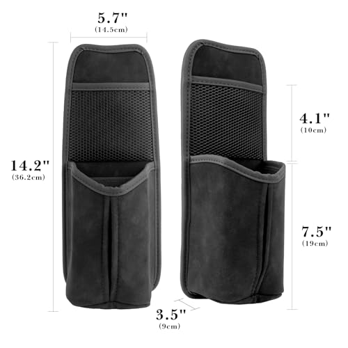 Portavasos lateral para asiento de carro grande con bolsa de malla negra miniatura 2