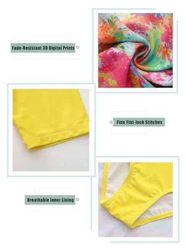 Image of Girls One Piece Swimsuits Bathing Suit for Kids Girls Summer Swim Dress Short Sleeve Swimwear 3-16 Years