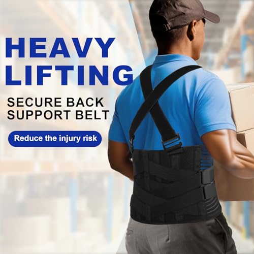 DARLIS Plus Size Back Support Belt with Removable Suspender Straps, Posture Corrector Protector for Heavy Lifting Safety, Work Back Brace for Men Women in Construction, Warehouse Jobs (Fits 3xl, 4xl)