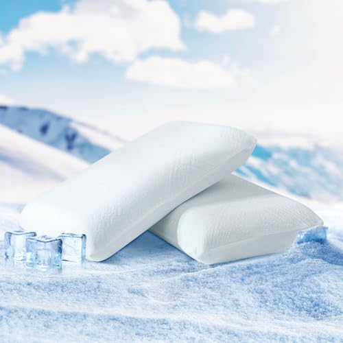 Cooling Pillow with Gel Memory Foam and Cooling Case for Cooling Sleep (1 Pack), Bed Pillow for Side Sleepers, Neck and Shoulder Pain Relief, Washable Cover, 25