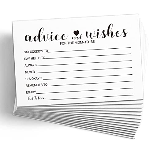 KRUCVOJO 50 Advice and Wishes Cards for the Mom-to-Be - New Parent Advice Cards For Baby Shower Game Activities Ideas, Fun Baby Shower Game Simple New Mom and Dad Large Keepsake,4 x 6 Inches.
