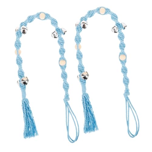 KOMBIUDA 2pcs Anti-Collision Door Stop Handle Pet Safety Bell Rope Handmade Dog Bells Potty Training Aid Enhance Home Decor