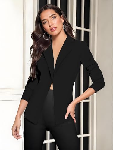 Womens Blazer Long Sleeve Open Front Work Office Jacket Casual Button Down Solid Color Stretch Cardigan3