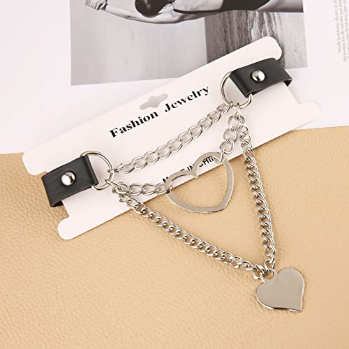 Hzman Goth Choker Necklaces For Women Black Pu Leather Love Heart Choker Collar #TOP5