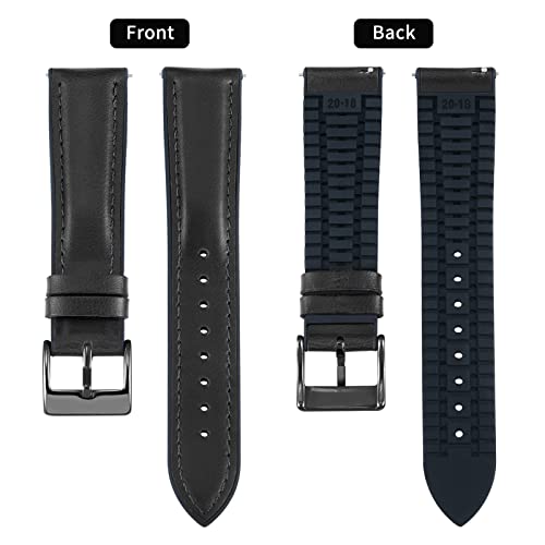 Image of BINLUN Leather Watch Band 14mm 16mm 18mm 19mm 20mm 21mm 22mm Quick Release Premium Oil Wax Leather and Breathable Silicone Hybrid Watch Bands Replacement Strap for Men Women