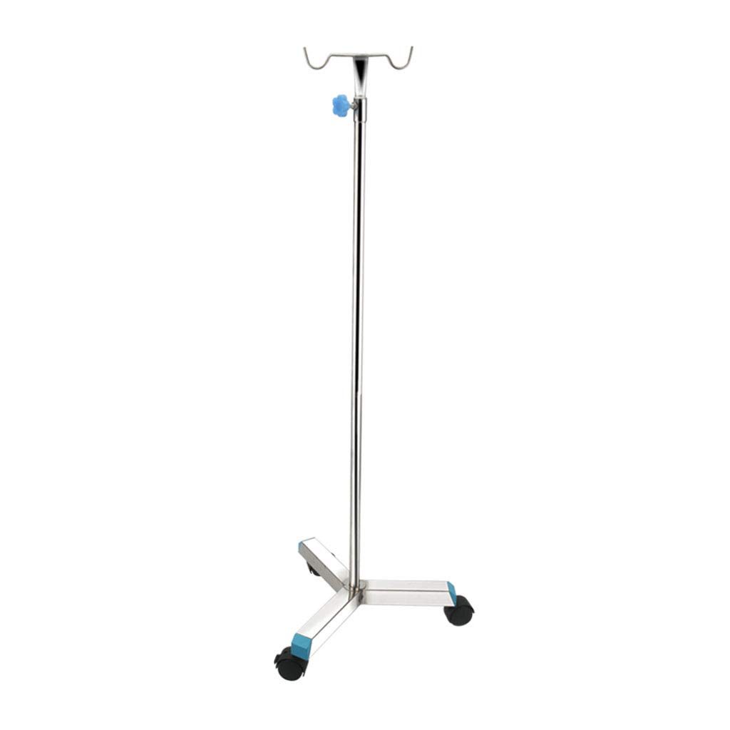Soporte para suero intravenoso, Soporte portátil para infusión venosa, Acero Inoxidable Grueso, Firme y Estable, 2 Ganchos Diferentes, para Hospital, Familia y clínica.