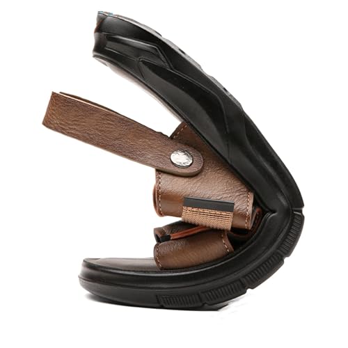 Sandalias casuales de piel con correa trasera ajustable para caminar cómodo este verano 5
