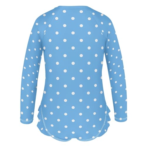 CHIFIGNO One Piece Swimsuits for Girls Quick Dry Rash Guard Hawaii Swimwear, Blue Polka Dots 3T3