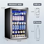 Wine Cooler Refrigerator, 37 Bottle Freestanding Cabinet Wine Cellars, Wine Fridge with Glass Door, Protecting Your Reds and Whites, 145 Can Beverage Refrigerator for Home Use - Image 4