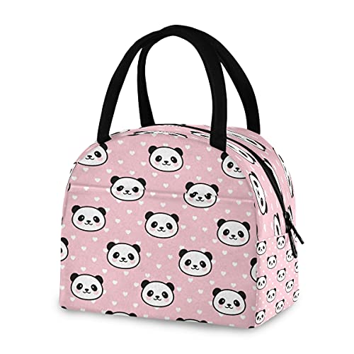 Panda Face Lunch Bag For Girls Pink Polka Dot School Lunch Box For Kids Boys Tote Bag Cooler Bag Insulated Lunch Box For Women #TOP1
