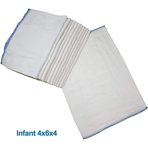 OsoCozy Economy Prefold Cloth Diaper Package - 3 Dozen Infant 4x6x4 Bleached 100% Cotton Prefold Diapers (7-15 lbs) & 4 One-Size Diaper Covers (2 Maritme. 2 Dragons)
