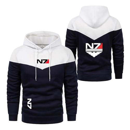 UZVKAVJP Sudadera con Capucha Estampada para Hombre Ropa De Abrigo N..7 con Bolsillos Abrigos con Bloques De Color Tops con Capucha Ropa De Calle De Manga Larga-BaiS||XL