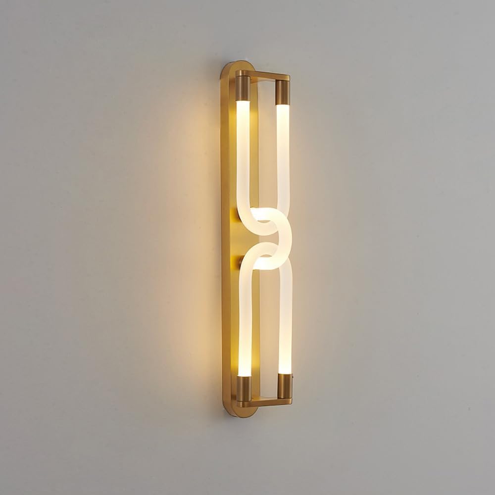 Nordic Creative Wall Sconces Chain Design LED Indoor Living Room Wall Sconce Lighting Hardwired Wall Lamp Brass Finish Wall Light Illumination for Bedroom Hallway Balcony Hotel Stairs Balcony
