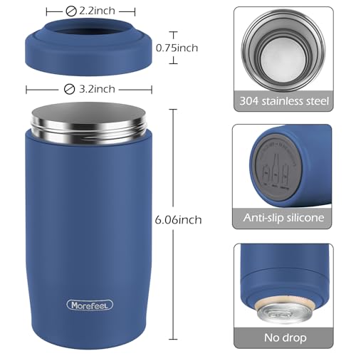 Image of Morefeel 4-in-1 Insulated Can Cooler for 12 oz Cans & Bottles | 304 Stainless Steel Can Holder Fits 12 Oz Slim Cans, Standard Cans, Beer Bottles & Works as A Open Cup; Dishwasher Safe