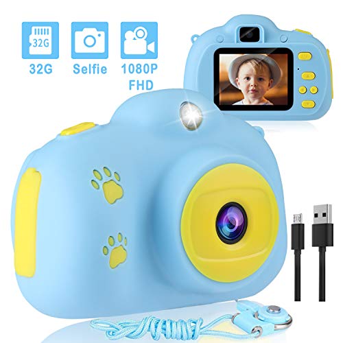 AIMASON, Kids Camera 1080P 3inch Pink with 32GB SD Card