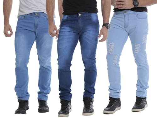 Calças Jeans Masculinas Sarja Skinny Com Lycra Ofertas Slim 48