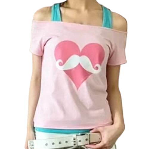 Image of Kawaii Cutecore Harajuku Y2k 2000s Tops Summer Preppy Aesthetic Alt Goth Emo Short Sleeve Graphic Tees
