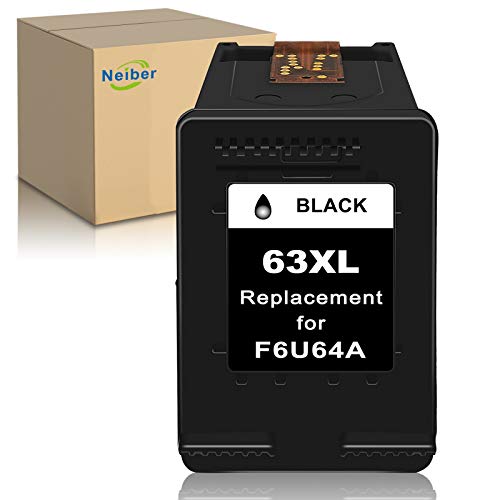Neiber Remanufactured Ink Cartridge Replacement for HP 63XL 63 XL (Black 1-Pack) Work with Envy 4520 3634 OfficeJet 3830 5252 4650 5258 4655 4652 5255 DeskJet 3636 1111 3630 1112 3637 3632 Printer