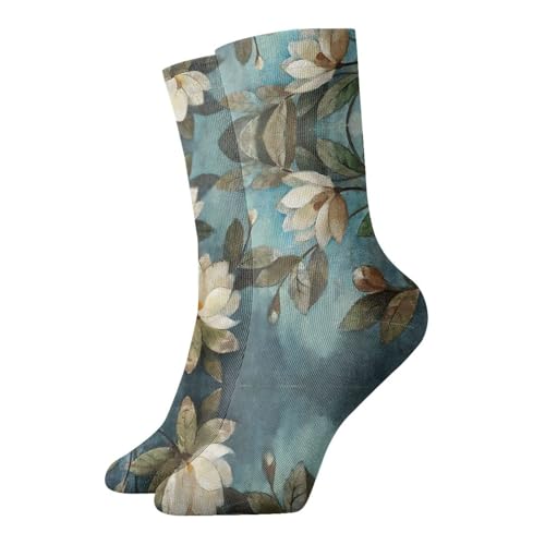 Zcmkjlg Calcetines gruesos y cómodos con estampado de flores, calcetines casuales para hombres y mujeres, uso diario en casa
